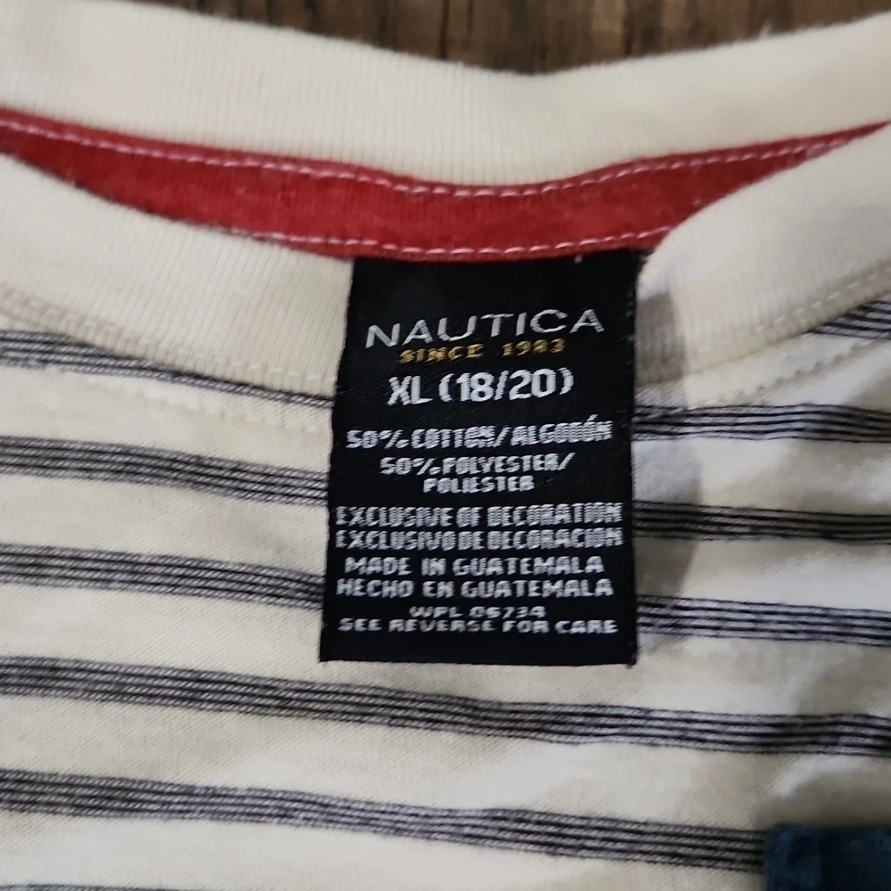 Nautica Longsleeve Stripe Shirt Size XL 18/20 With Front Pocket